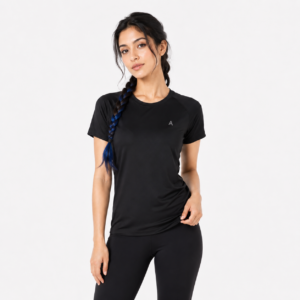 Women's Black Training T-Shirt for Gym and Fitness